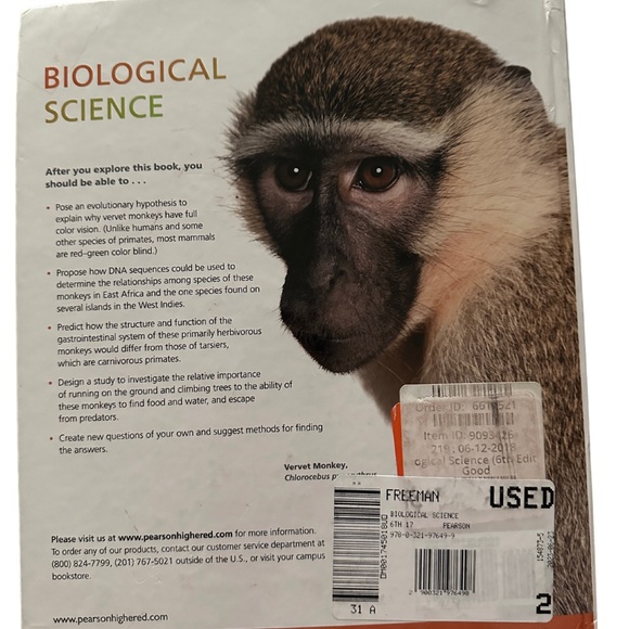 Pearsons 6th edition Biological Sciences by Freeman, Quillin, Allison, etc. - Picture 3 of 3